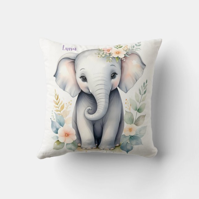 Blooming Baby Elephant Cushion (Back)