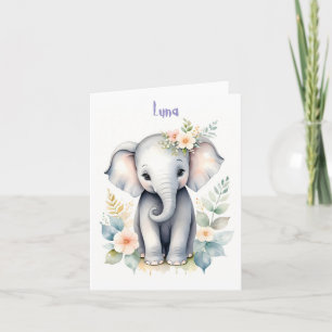Blooming Baby Elephant Invitation