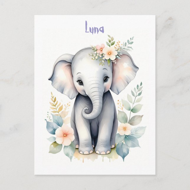 Blooming Baby Elephant Postcard (Front)