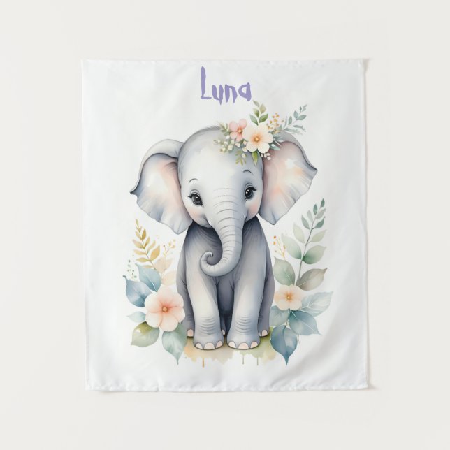 Blooming Baby Elephant Tapestry (Front)