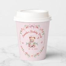 Blooming Bears and Butterflies Birthday Paper Cups