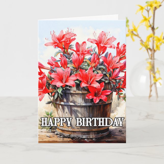 Blooming Beautiful Lily Flower Illustration Card (Yellow Flower)