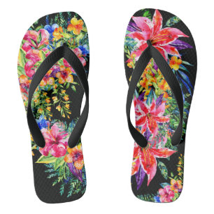 Blooming Beautiful Tropical Flowers Flip Flops