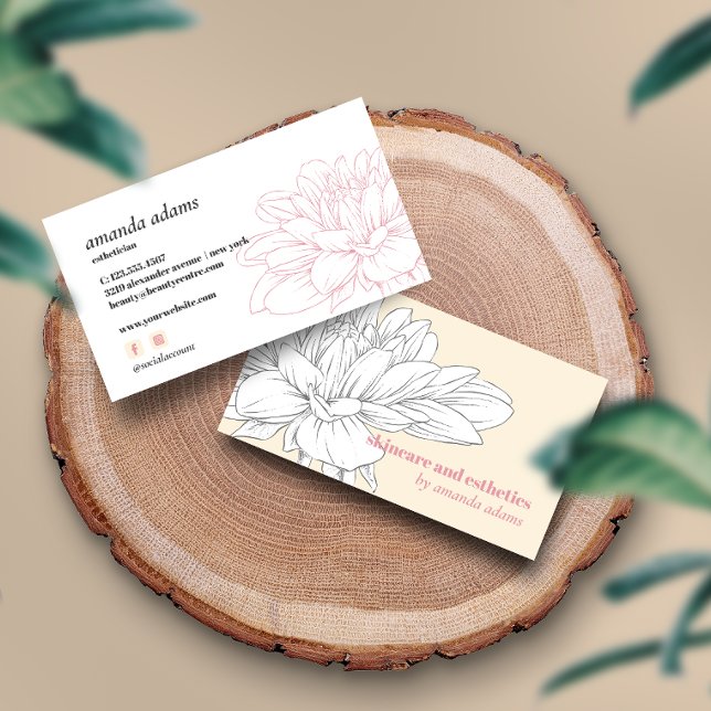Blooming Beauty | Cream Grey Skincare aesthetician Business Card (Creator Uploaded)