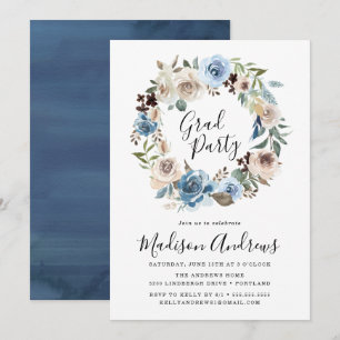 Blooming Beauty   Floral Graduation Party Invitation