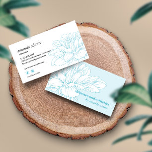 Blooming Beauty   Light Blue Skincare aesthetician Business Card