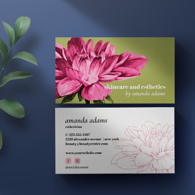 Blooming Beauty | Watercolor Skincare aesthetician Business Card (Creator Uploaded)