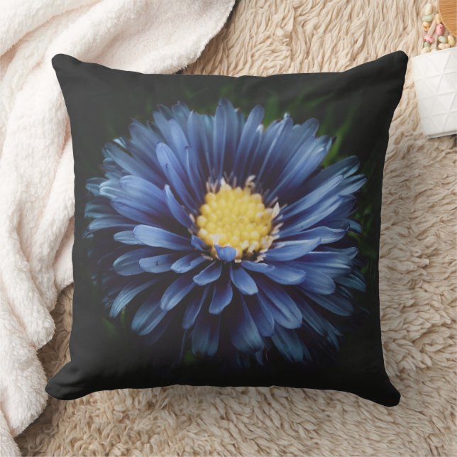 Blooming Blue Flower in the Dark Cushion (Blanket)
