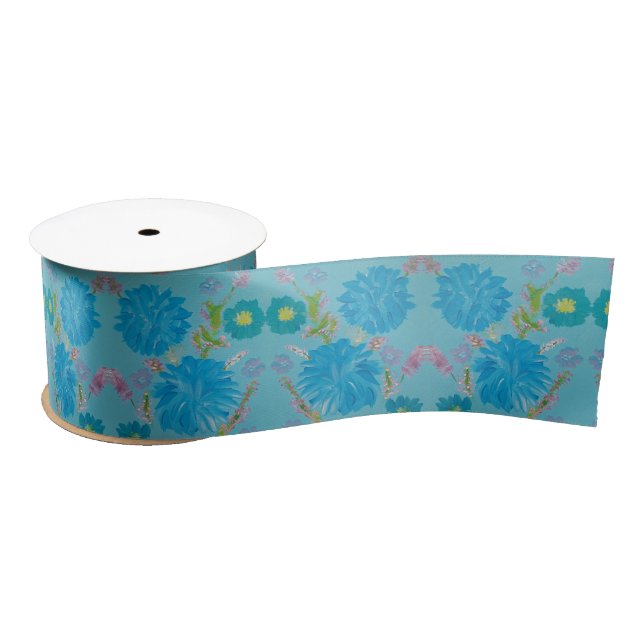 Blooming Bluebells Floral Gift Ribbon Satin Ribbon (Spool)