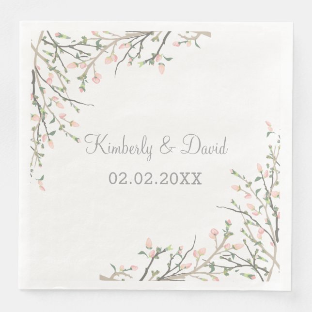 Blooming Blush Floral Wedding Napkin (Front)