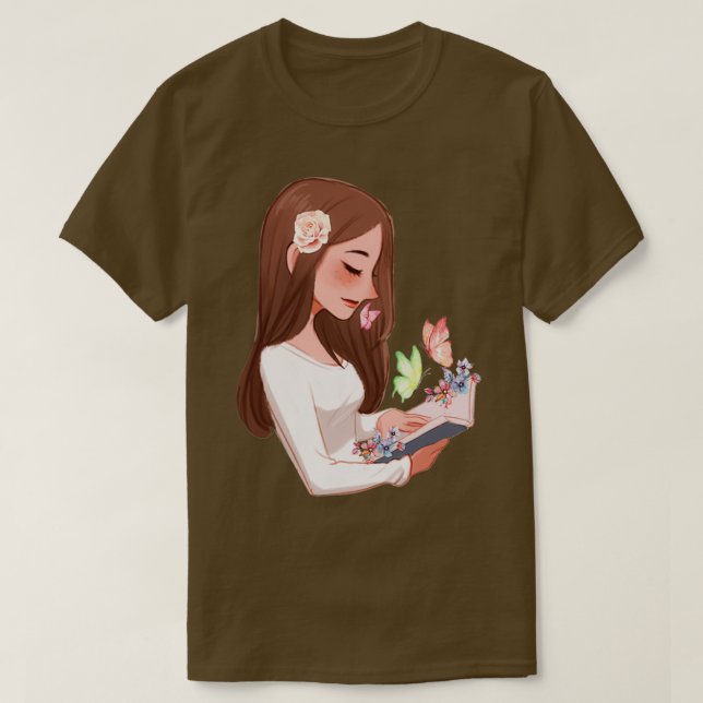 Blooming Book Holographic Bookworm Book Lover Inke T-Shirt (Design Front)