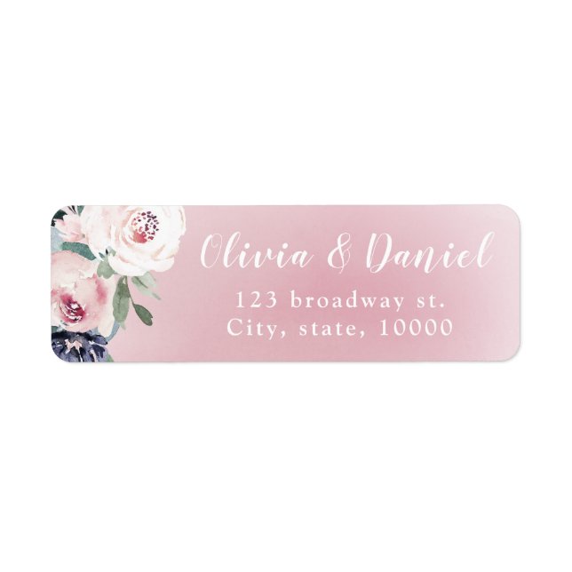 Blooming botanical blush floral return address (Front)