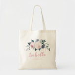 Blooming botanical blush personalised bridesmaid tote bag<br><div class="desc">Watercolor botanical floral and greenery in soft blush pink and navy,  elegant and romantic,   great personalised bridesmaid gifts</div>