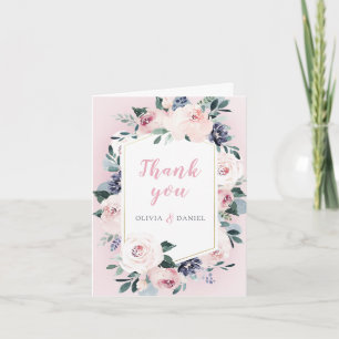 Blooming botanical blush watercolor floral thank you card