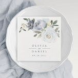 Blooming botanical dusty blue floral wedding napkin<br><div class="desc">Romantic watercolor botanical floral and greenery in soft yellow,  dusty blue,  and grey,  great party paper napkins for modern botanical garden wedding,  engagement party,  couple's shower,  and other events
See all the matching pieces in collection below.</div>