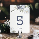 Blooming botanical dusty blue floral wedding table table number<br><div class="desc">Romantic watercolor botanical floral and greenery in soft yellow,  dusty blue,  and grey,  elegant and romantic,  great wedding table number card for modern wedding,  romantic wedding,  and botanical garden wedding. 
See all the matching pieces in collection.</div>