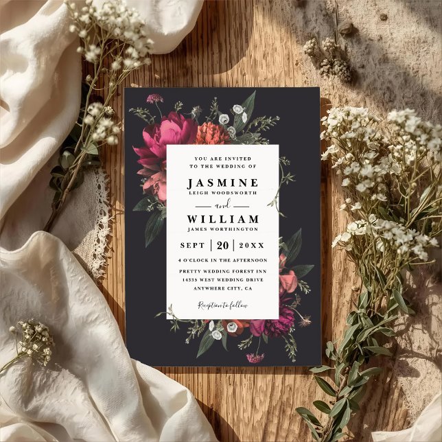 Blooming Botanical Floral Elegant QR Code Wedding Invitation (Creator Uploaded)