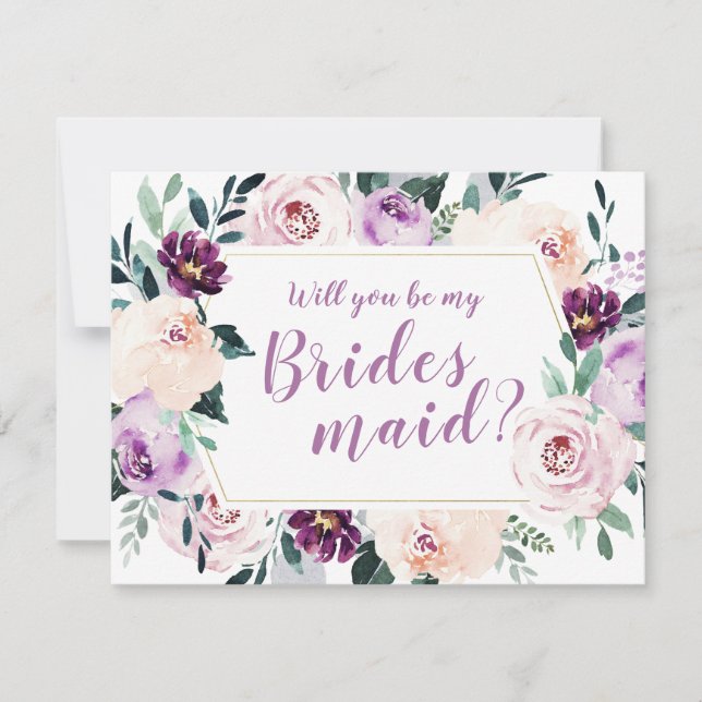 Blooming botanical Will you be my bridesmaid Invitation (Front)
