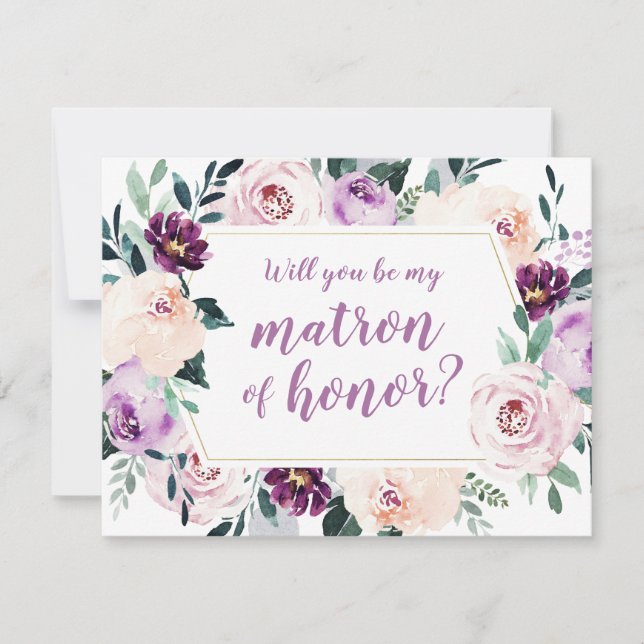 Blooming botanical Will you be my matron of honour Invitation (Front)