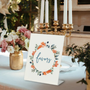 Blooming Botanicals Orange Bridal Shower Favours Pedestal Sign
