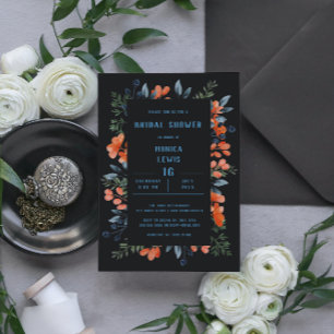 Blooming Botanicals Orange Floral Bridal Shower Invitation