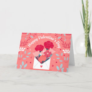 Blooming bouquet Valentine Thank You Card