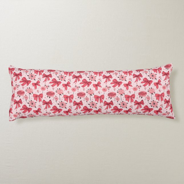 Blooming Bows - Floral and Ribbon Pattern Body Cushion (Back)