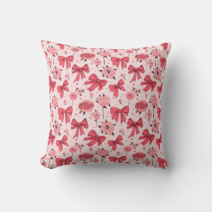 Blooming Bows - Floral and Ribbon Pattern Cushion