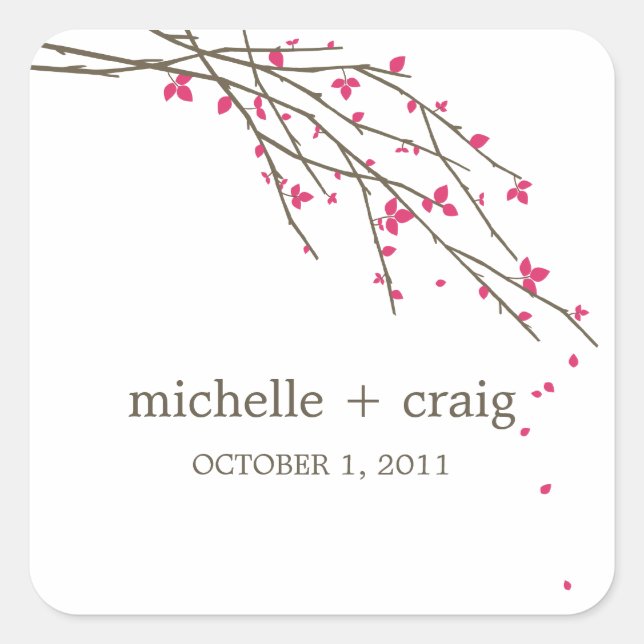 Blooming Branches Favour Stickers - Fuchsia (Front)