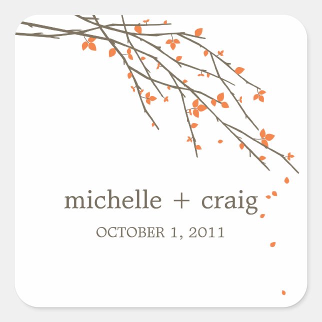Blooming Branches Favour Stickers - Orange (Front)