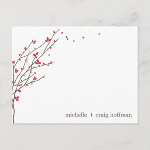 Blooming Branches Flat Thank You Card - Cerise