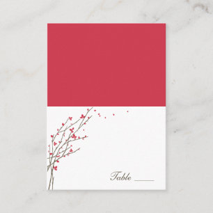 Blooming Branches Folded Place Cards - Cerise