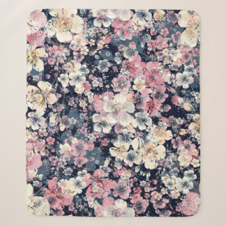 Blooming branches: watercolor seamless pattern sherpa blanket