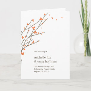 Blooming Branches Wedding Program Card - Orange
