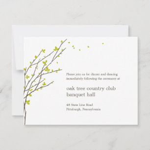 Blooming Branches Wedding Reception Card - Lime