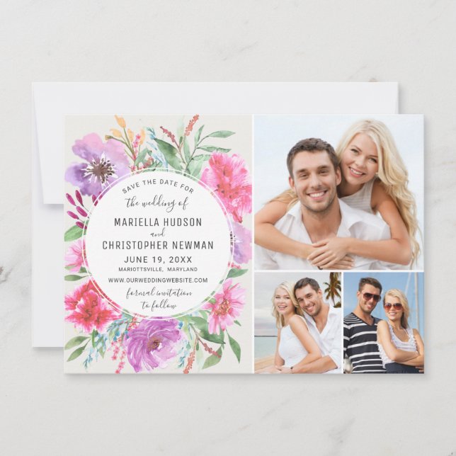 Blooming Bright Garden Watercolor Save the Date (Front)