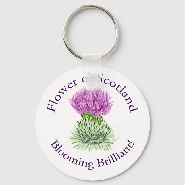 Blooming Brilliant Scottish Thistle Key Ring (Front)