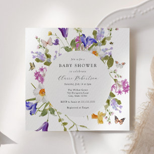Blooming Butterflies Spring Floral Baby Shower Invitation