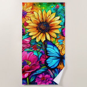 Blooming Butterfly Haven Beach Towel