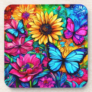 Blooming Butterfly Haven Coaster