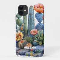 Blooming cacti and succulents