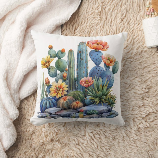 Blooming cacti and succulents cushion (Blanket)