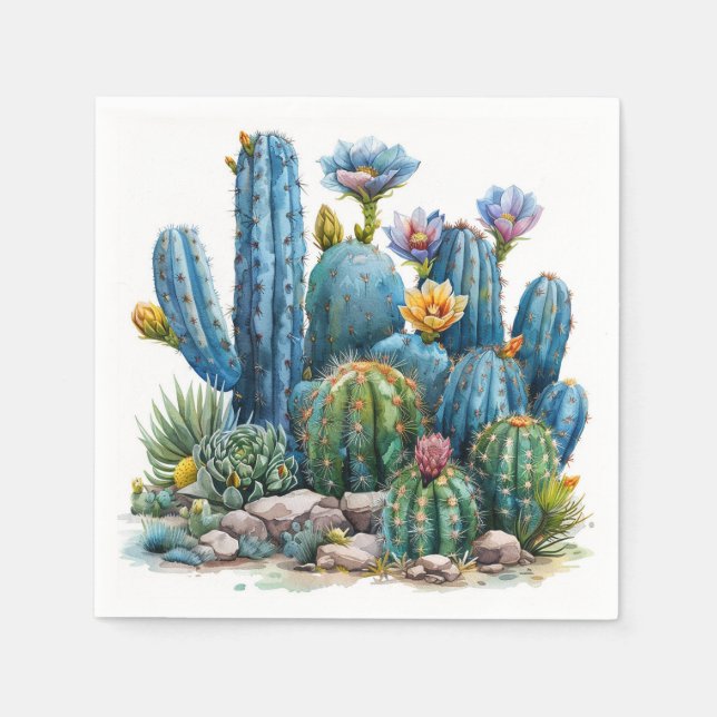 Blooming cacti and succulents napkin (Front)