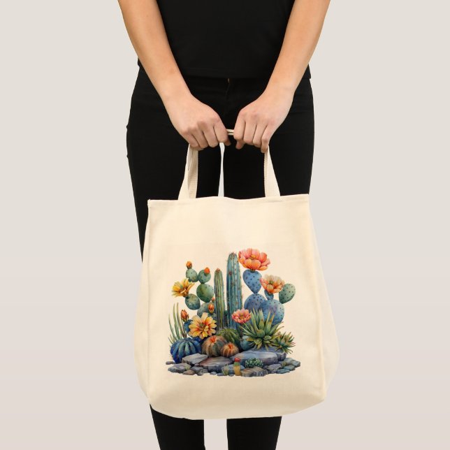 Blooming cacti and succulents tote bag (Front (Product))
