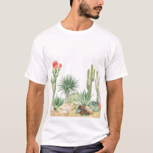 Blooming Cacti Watercolor Border Pattern T-Shirt