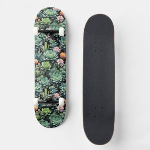 Blooming Cactus and Succulents Skateboard