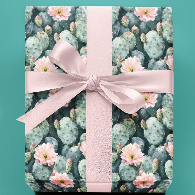Blooming Cactus Southwest Desert Cacti  Wrapping Paper (Creator Uploaded)