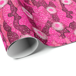 Blooming cactus succulent pink camouflage pattern wrapping paper
