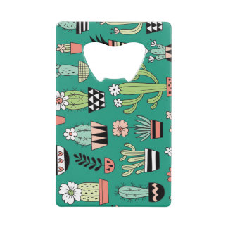 Blooming Cactuses Green Background Vintage