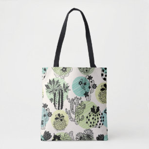 Blooming Cactuses: Hand-Drawn Seamless Charm Tote Bag